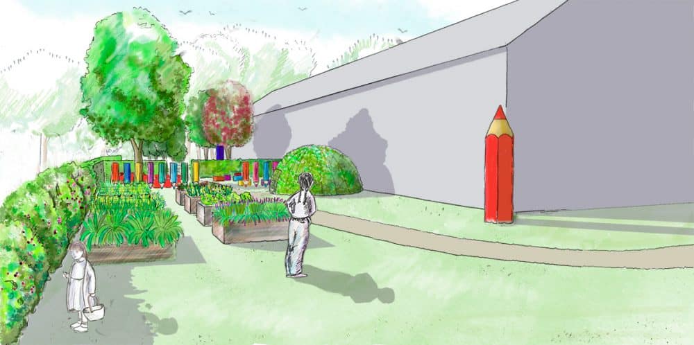 Vue de l'aménagement du jardin des saveurs à Sarreguemines