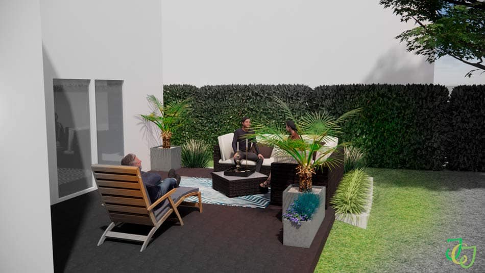 vue sur le coin repos de la terrasse