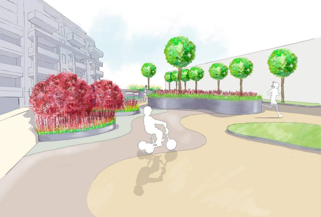Visualisation de la proposition d'aménagement du square à Colombes